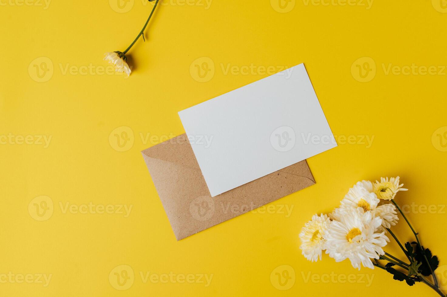 upper envelope yellow background decorated with flowers photo