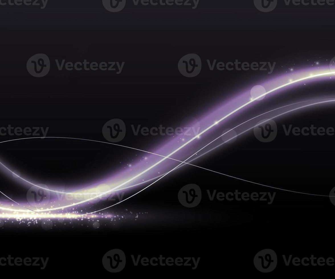 abstract elegant gold glowing wave line with lighting effect sparkle on purple blue grey black background template premium award design illustration photo