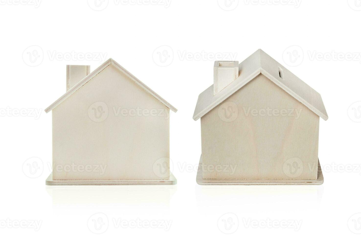 Image of small wooden wooden house isolated on white background photo