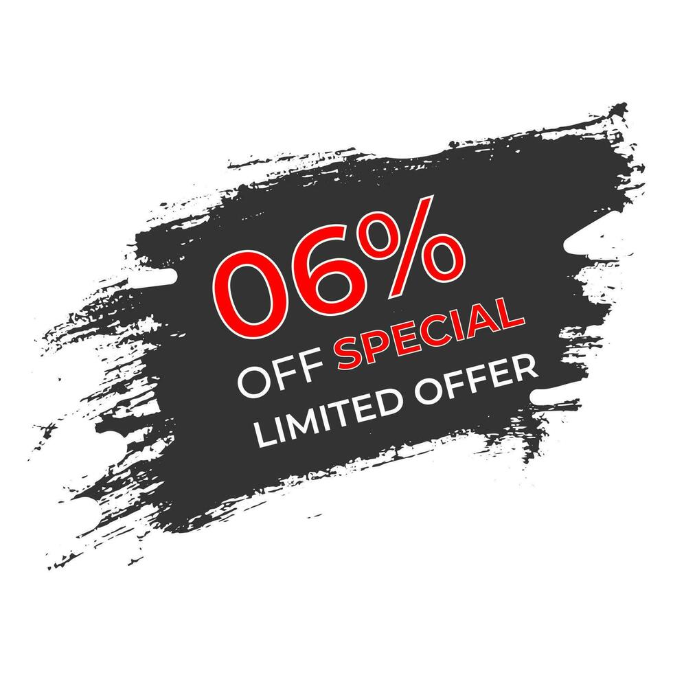 06 percent Off Limited Special Offer vector art illustration with grunge background and modern style