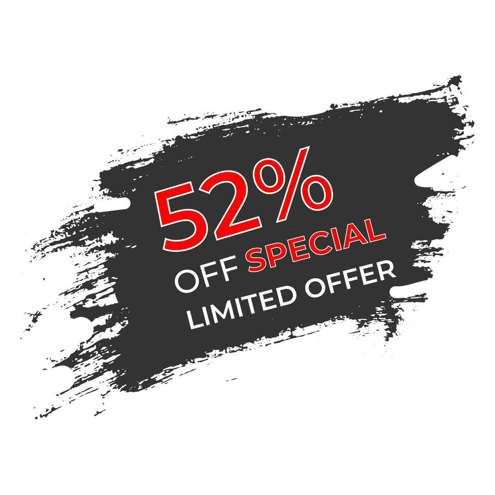 52 percent Off Limited Special Offer vector art illustration with grunge background and modern style