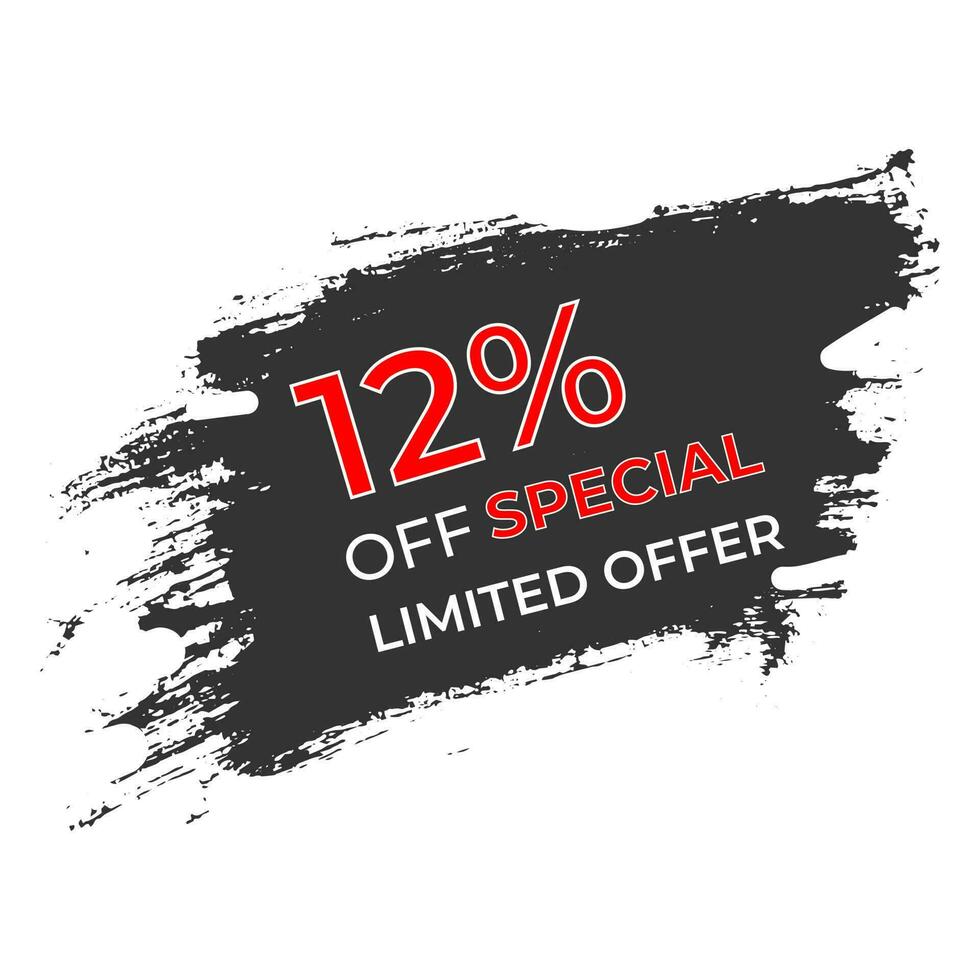 12 percent Off Limited Special Offer vector art illustration with grunge background and modern style