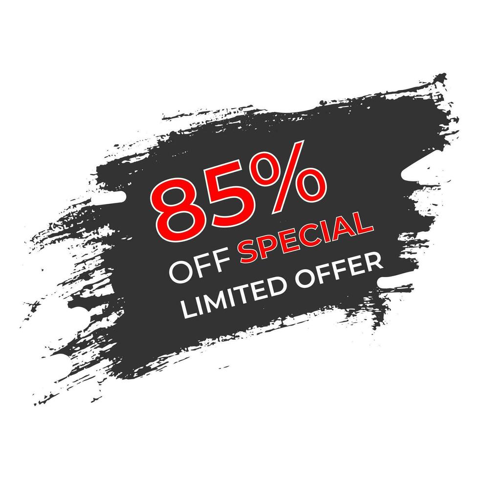 85 percent off Limited Special Offer vector art illustration with grunge background and modern style