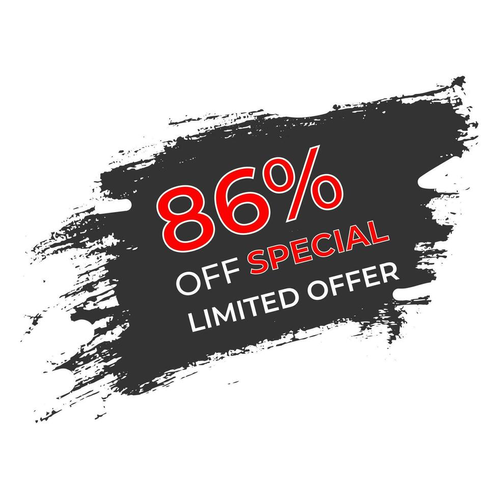 86 percent off Limited Special Offer vector art illustration with grunge background and modern style
