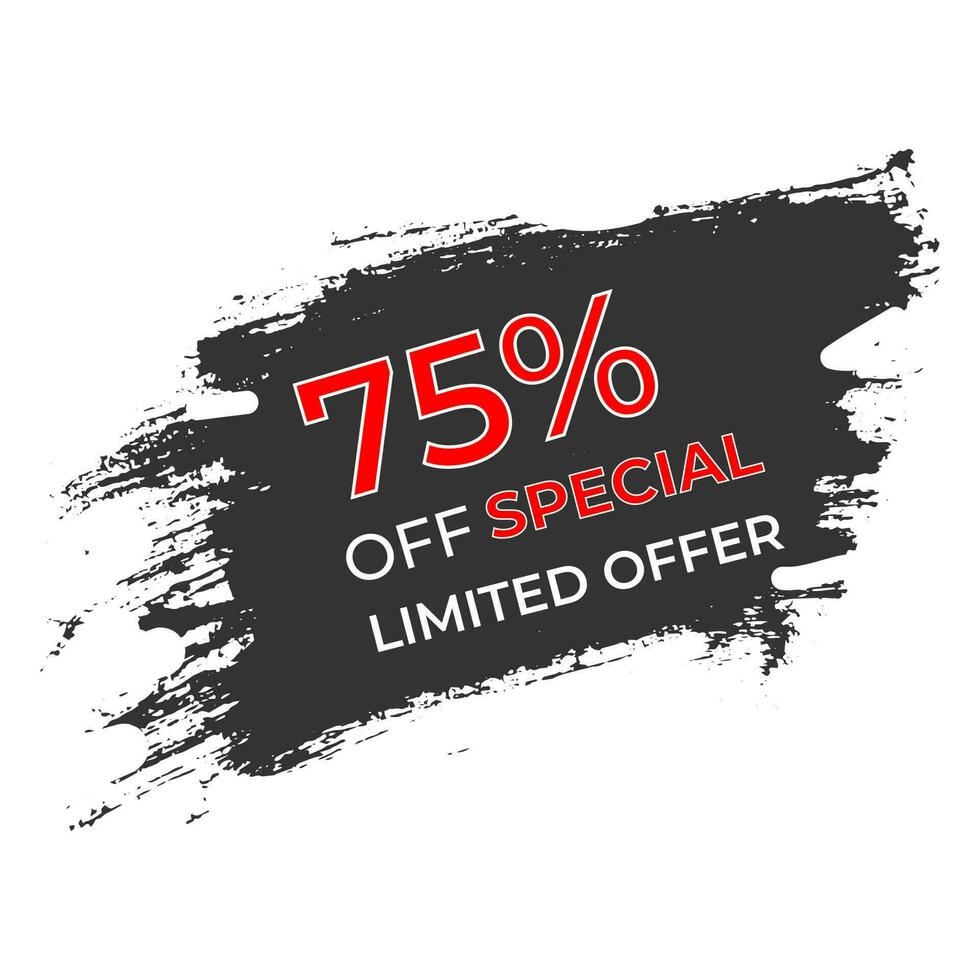 75 percent off Limited Special Offer vector art illustration with grunge background and modern style