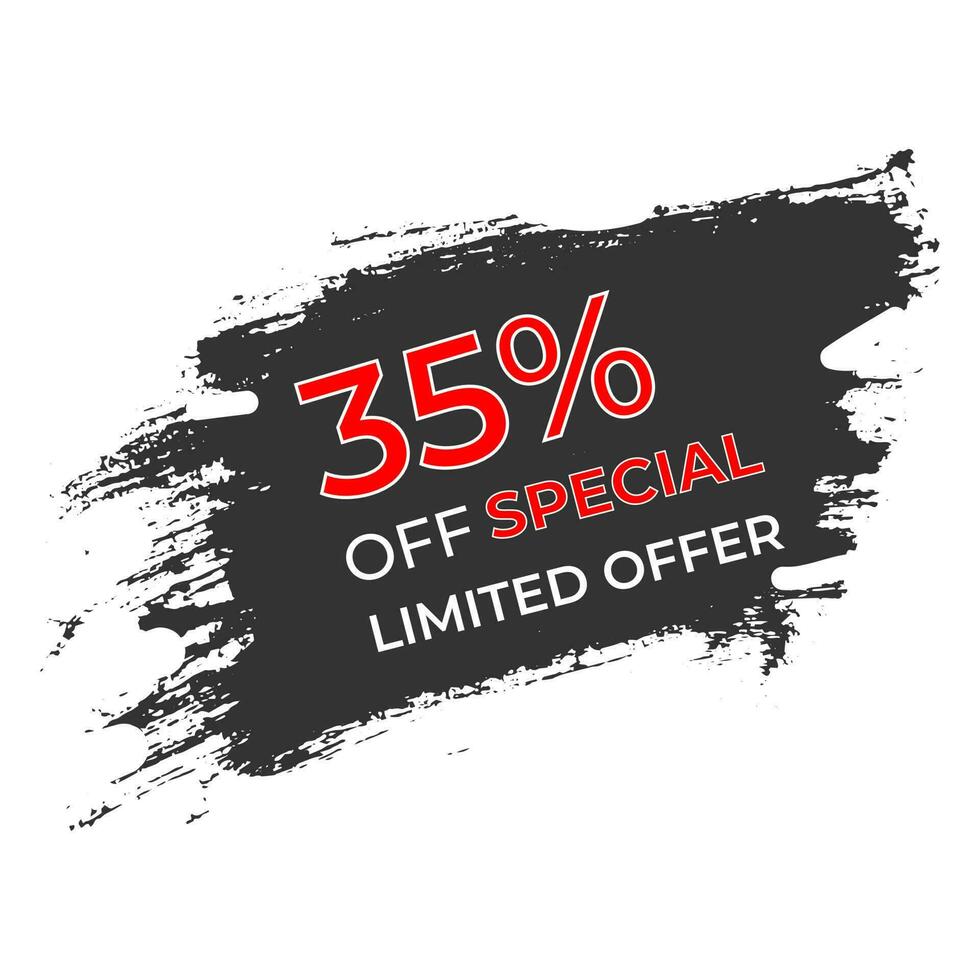 35 percent off Limited Special Offer vector art illustration with grunge background and modern style