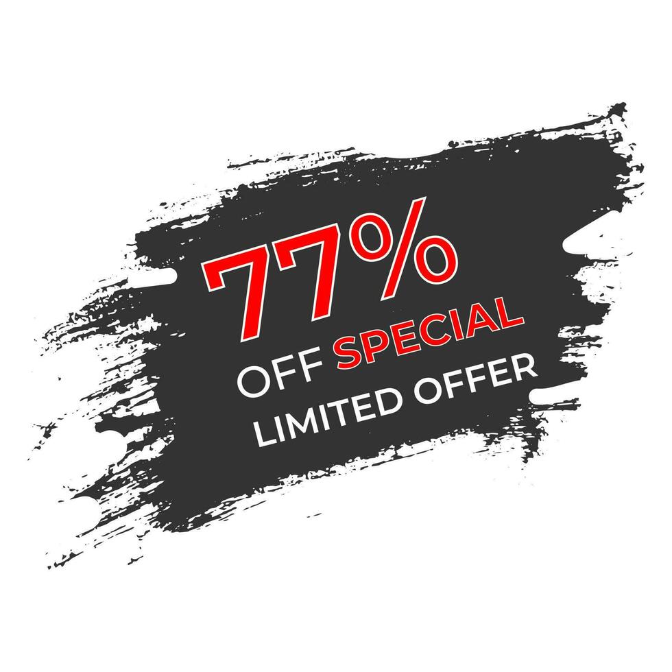 77 percent off Limited Special Offer vector art illustration with grunge background and modern style