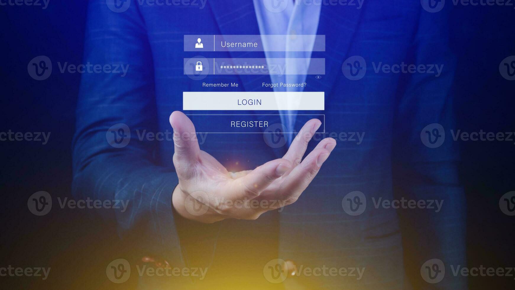 cyber security and Security password login online concept Hands typing and entering username and password of social media, login with online bank account, data protection hacker photo