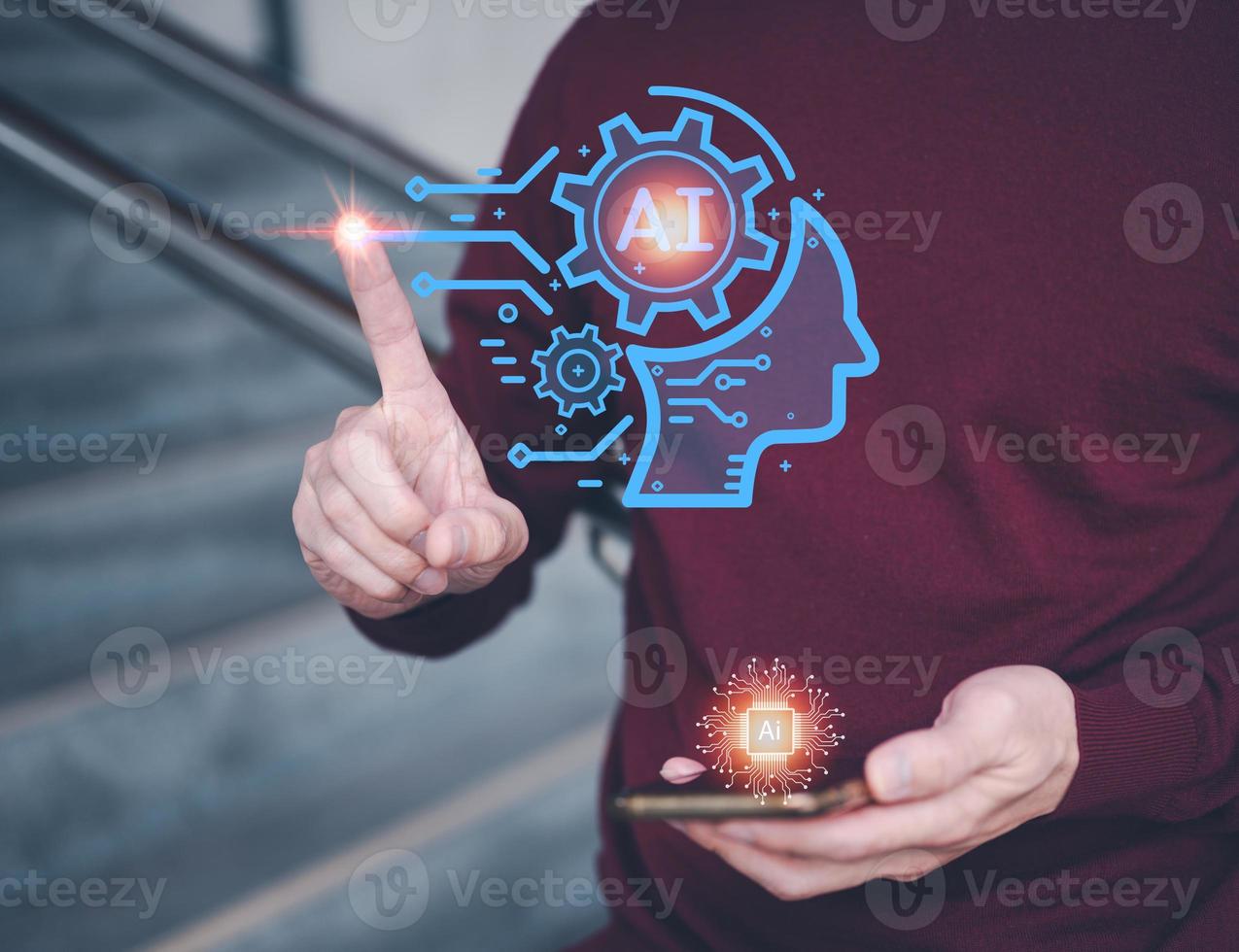 Digital transformation technology strategy, IoT, internet of things. transformation of ideas and the adoption of technology in business in the digital age, enhancing global business capabilities. Ai photo