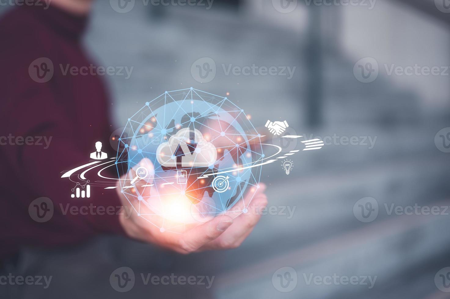 networking internet of thaing Business global internet connection application technology and digital marketing, Financial and banking, Digital link tech, big data. photo