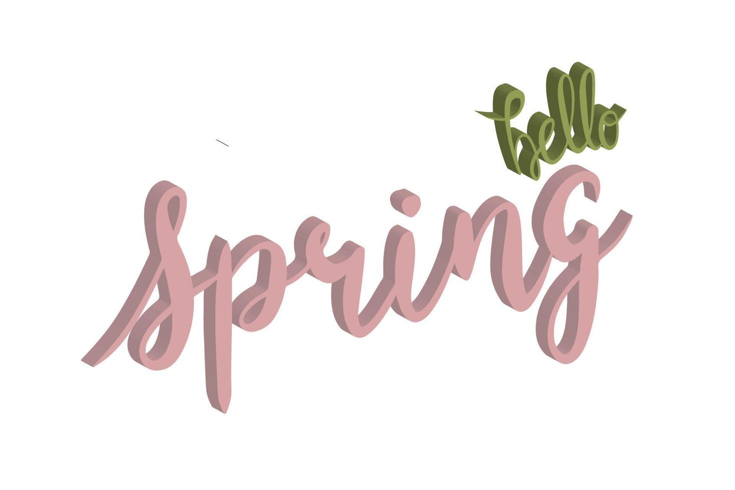 Hello spring cute celebration lettering. Spring 3D lettering concept. vector