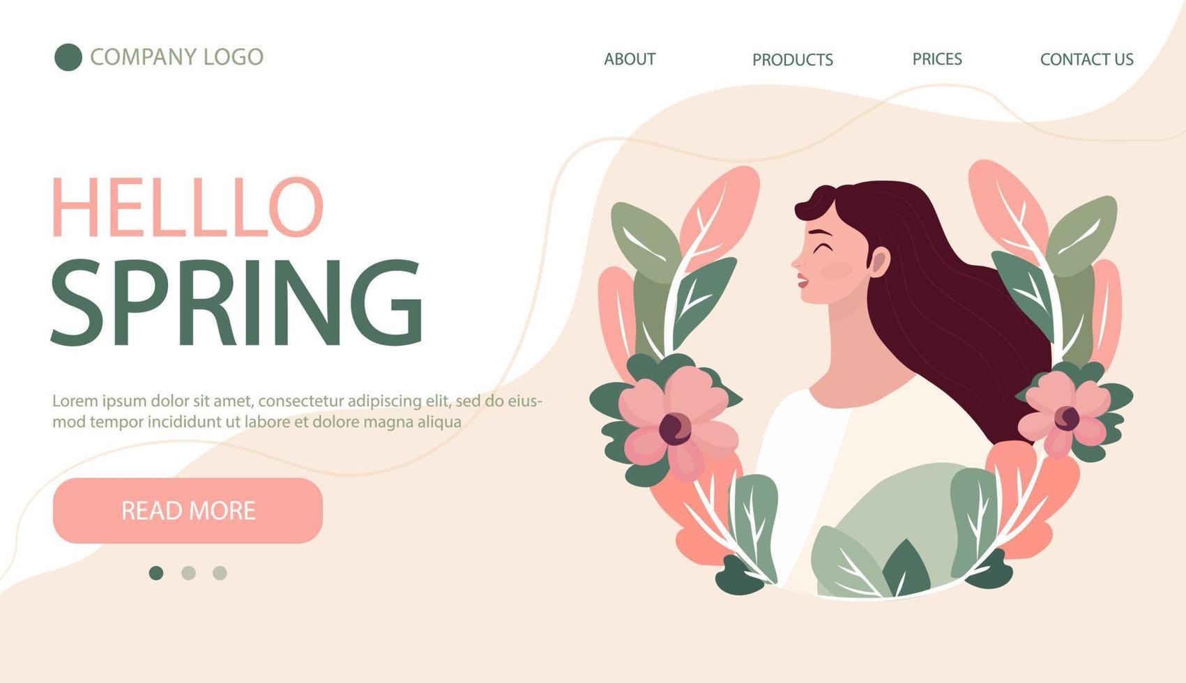 International women's day concept. Home page banner. Beautiful women with flowers in cartoon flat style. vector