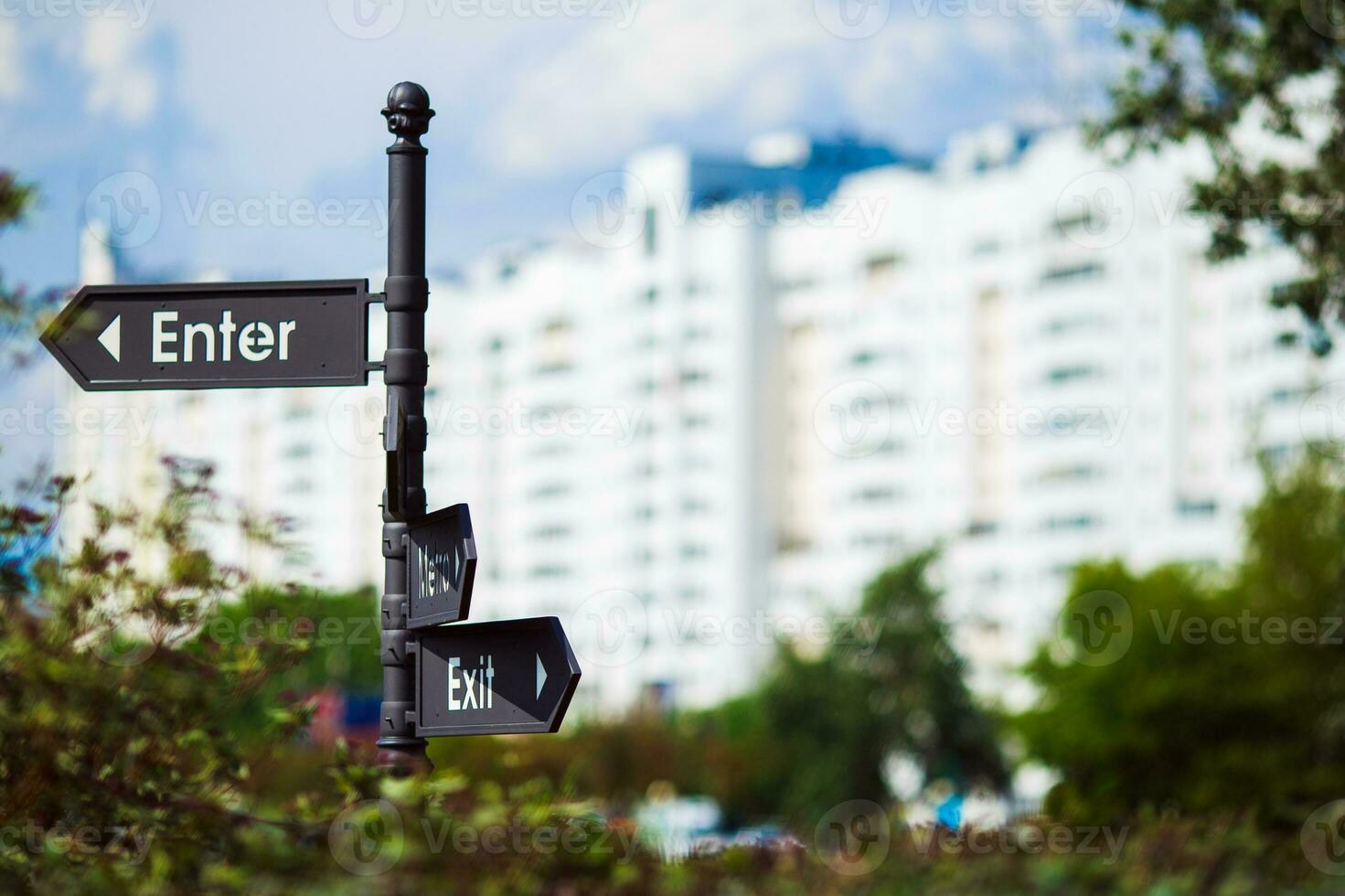Pointer with directions. Signboard sign photo