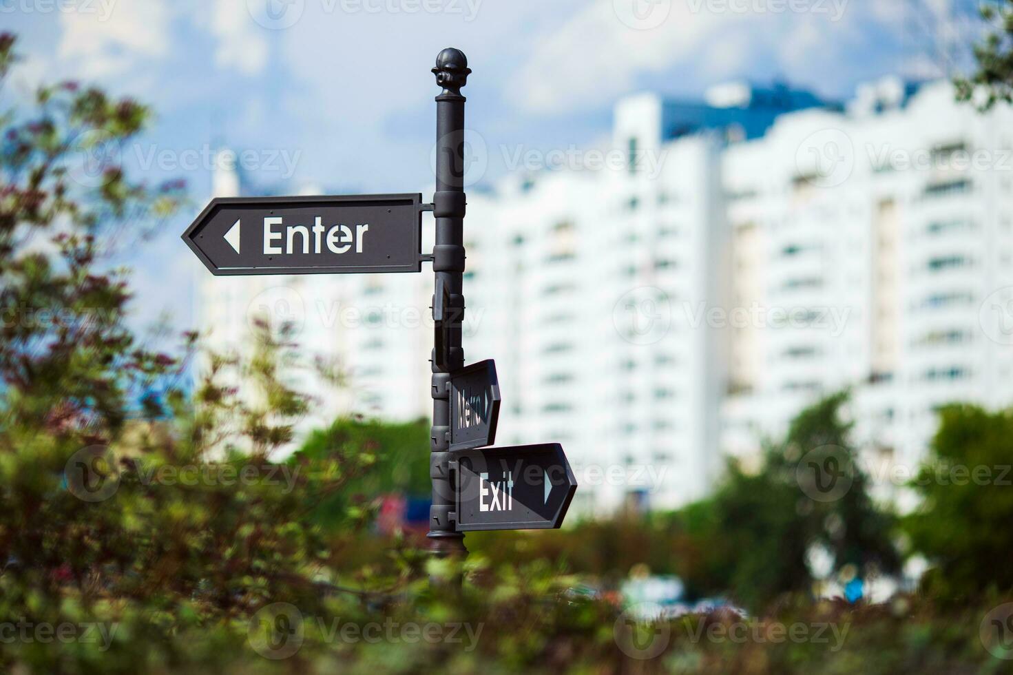 Pointer with directions. Signboard sign photo