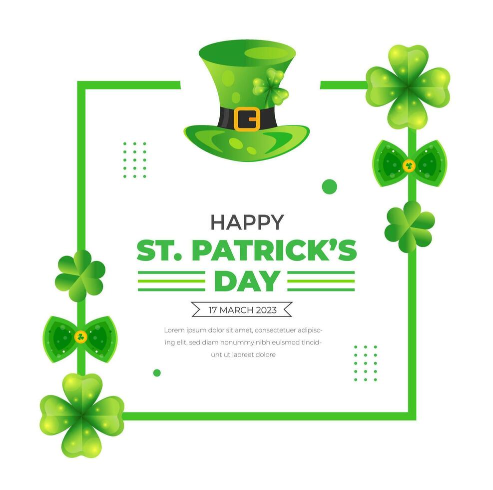 Happy St.Patrick's Day background with shamrock clover leaf. saint patrick's day festival background. Clover shamrock leaf seamless border vector template for Saint Patrick's Day event celebration