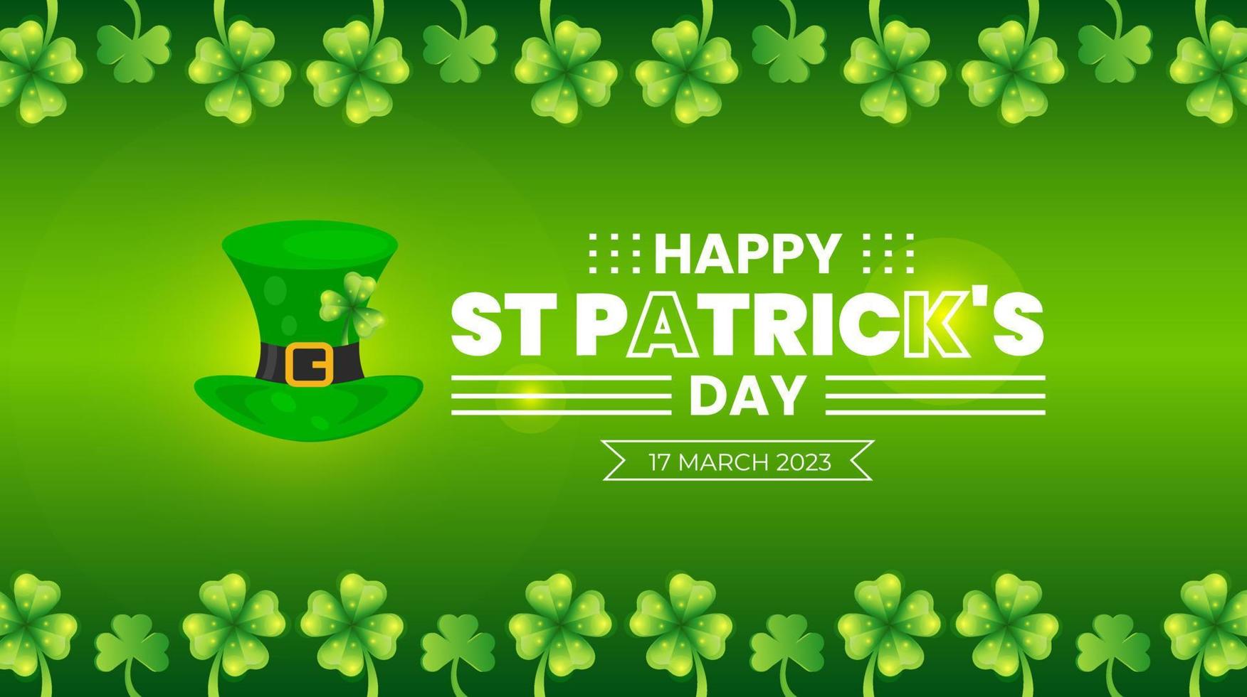 Happy St.Patrick's Day background with shamrock clover leaf. saint patrick's day festival background. Clover shamrock leaf seamless border vector template for Saint Patrick's Day event celebration