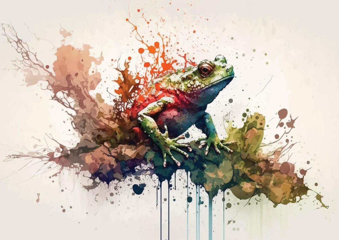 Add a sense of tranquility to your home with these peaceful watercolor vector illustrations of frogs and their pond