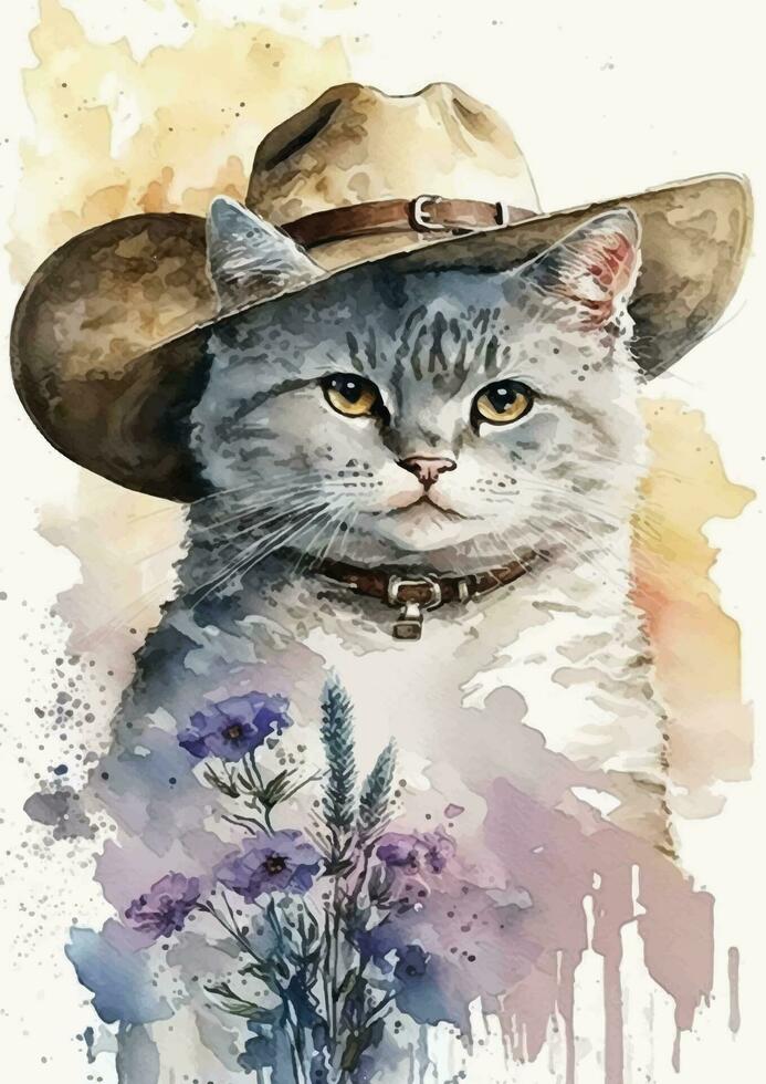 Animal lover art in watercolor of Angora cats vector