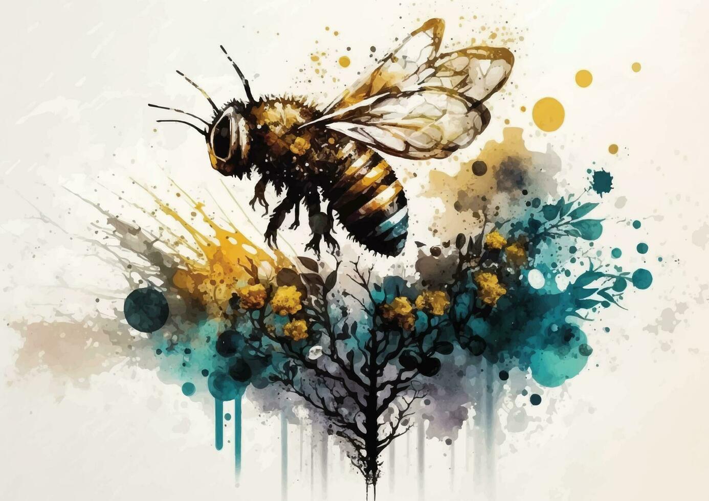 Fly Away with These Mesmerizing Watercolor Vector Designs of Bees