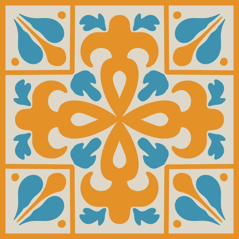 marroquí mosaico loseta con vistoso labor de retazos. Clásico Portugal azulejo, mexicano talavera, italiano mayólica ornamento, arabesco motivo o Español cerámico mosaico vector