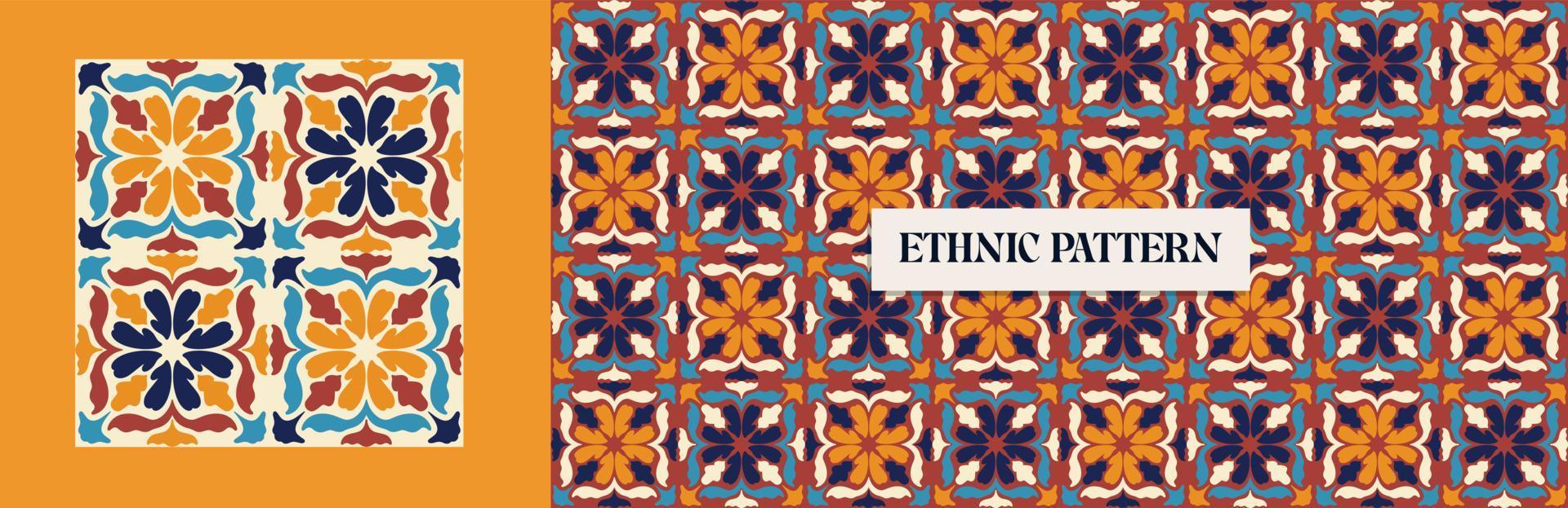 Vintage Traditional ornamental Ethnic seamless pattern. Patchwork Boho geometric ornament for scrapbooking vector