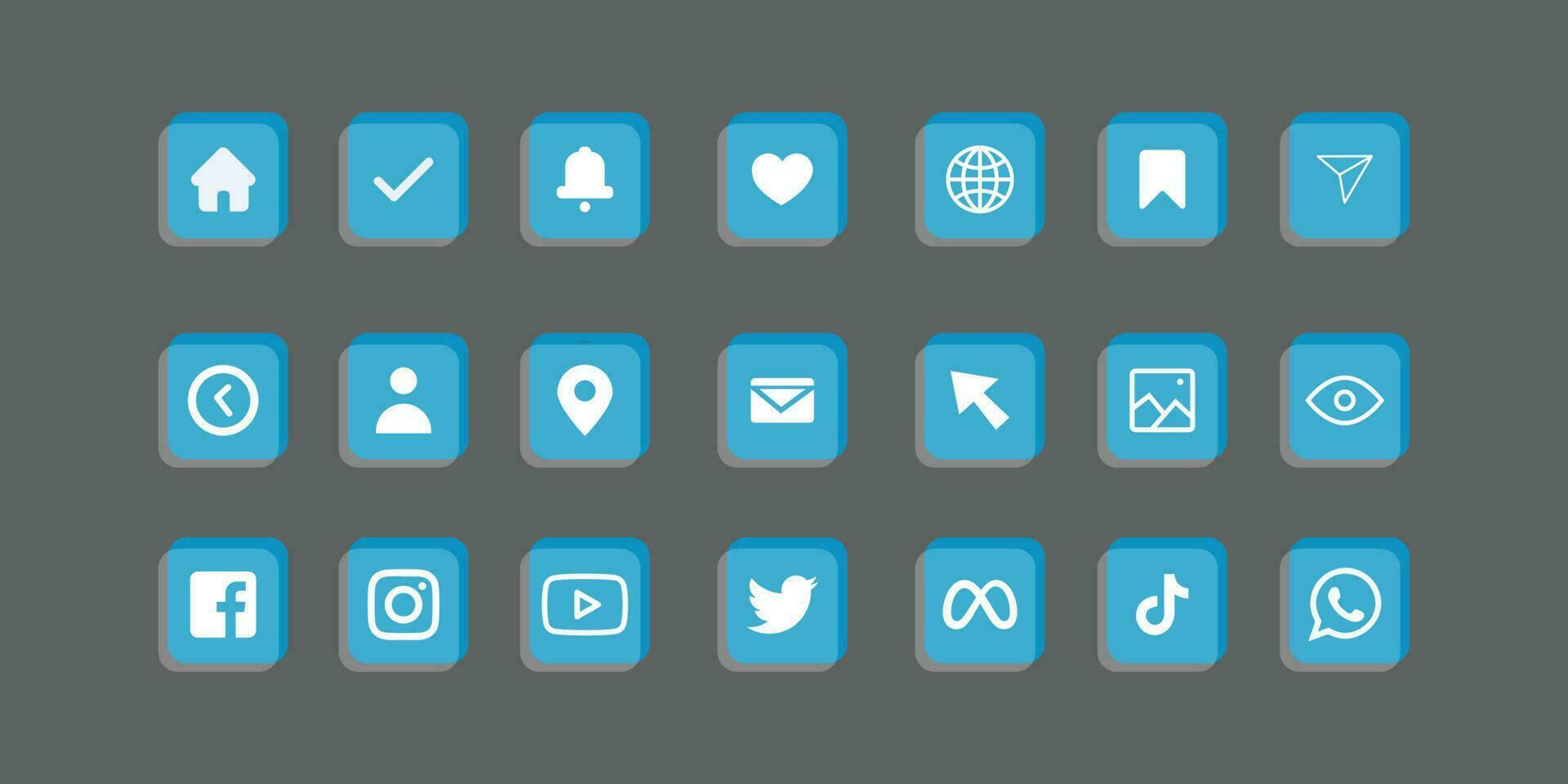 A set of blue vector icons of modern. The collection includes 21 icons in a single style of business, finance, UX UI