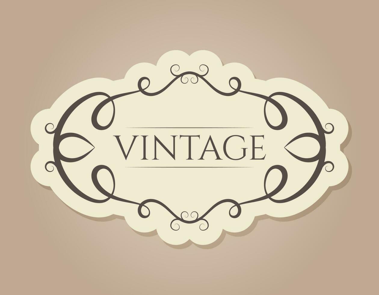 Old vintage banner or frame with swirls ornament, vector isolated illustration.