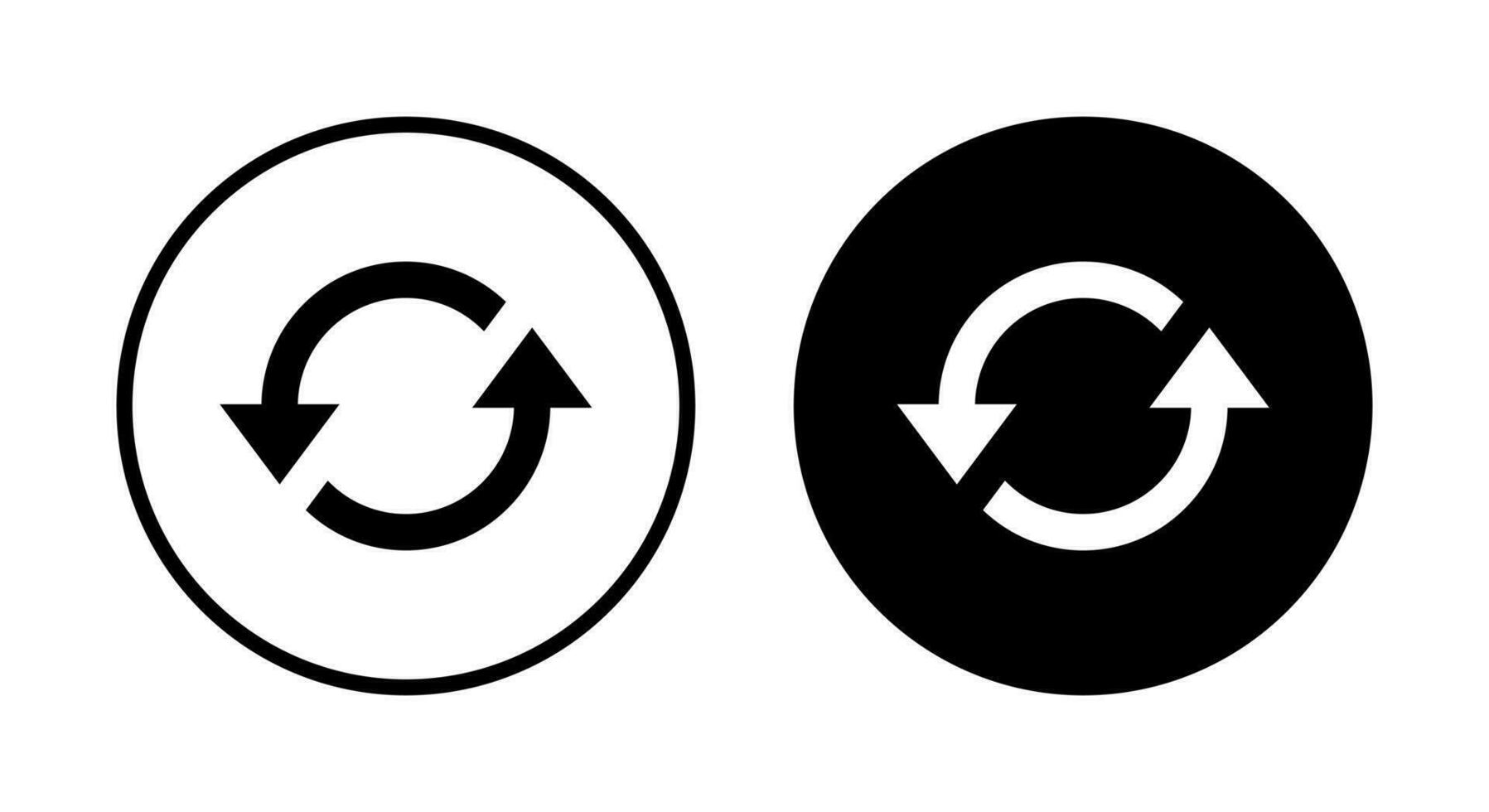 Reverse, sync icon vector isolated on circle background