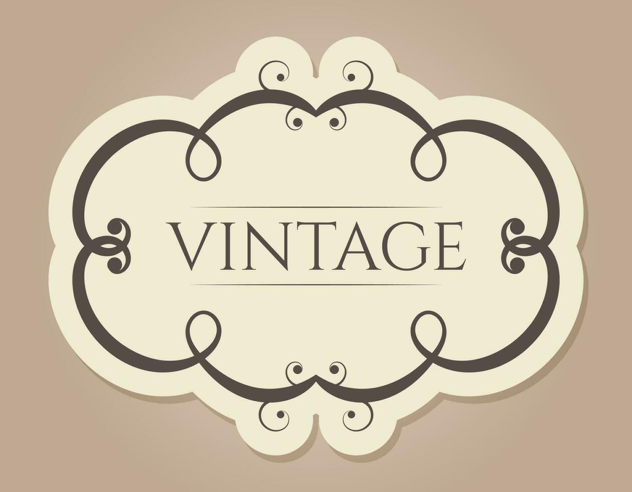 Old vintage banner or frame with swirls ornament, vector isolated illustration.