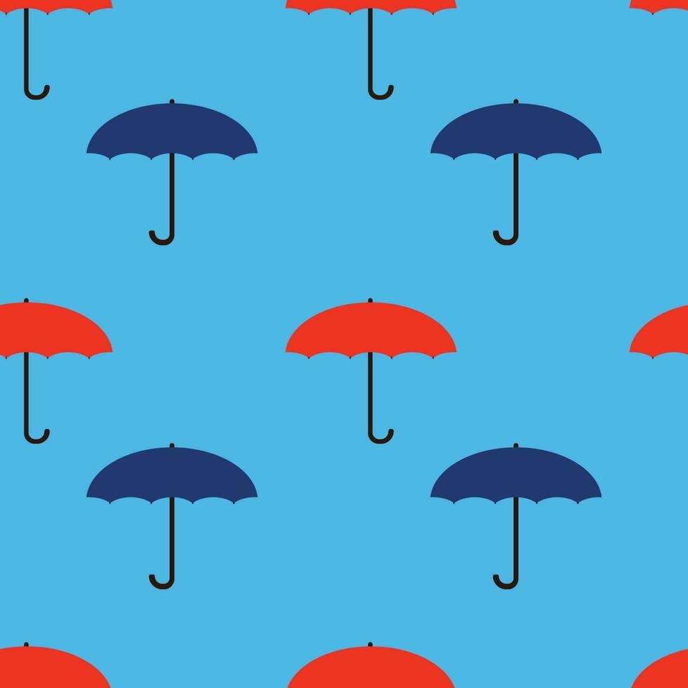 Seamless pattern with cute umbrella in flat style.  Rainy weather. vector