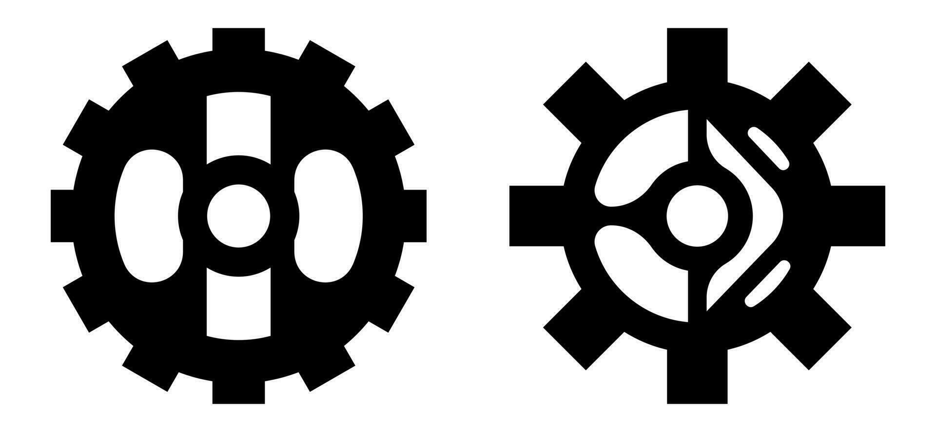 Modern gears set with different style isolated on white background vector