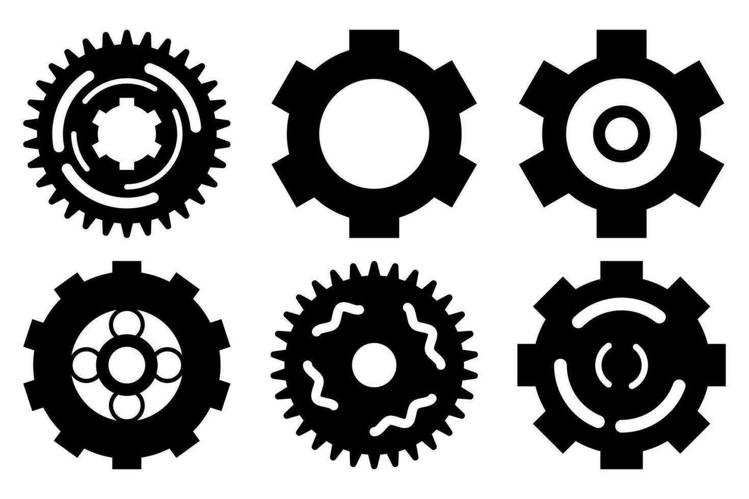 Modern style gears set isolated on white vector