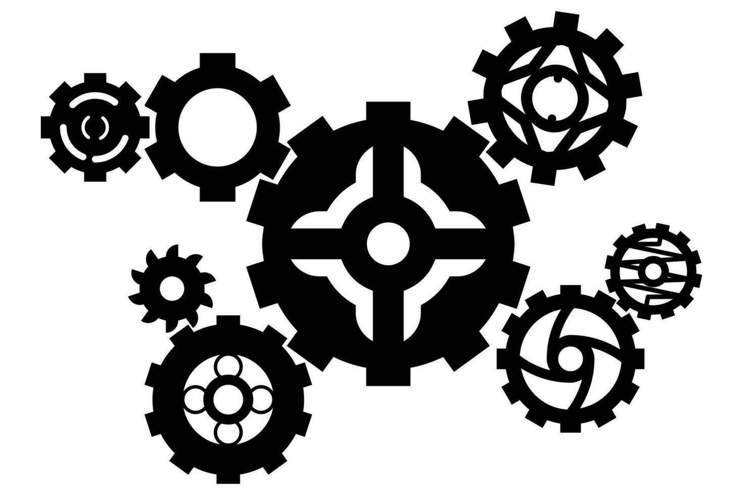 Modern style gears set system isolated on white background with