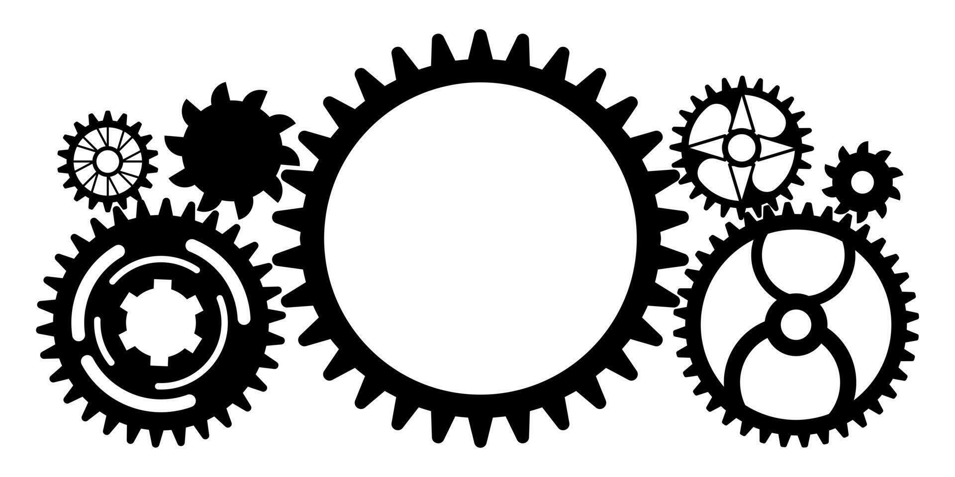 Modern gears set system isolated on white background with different