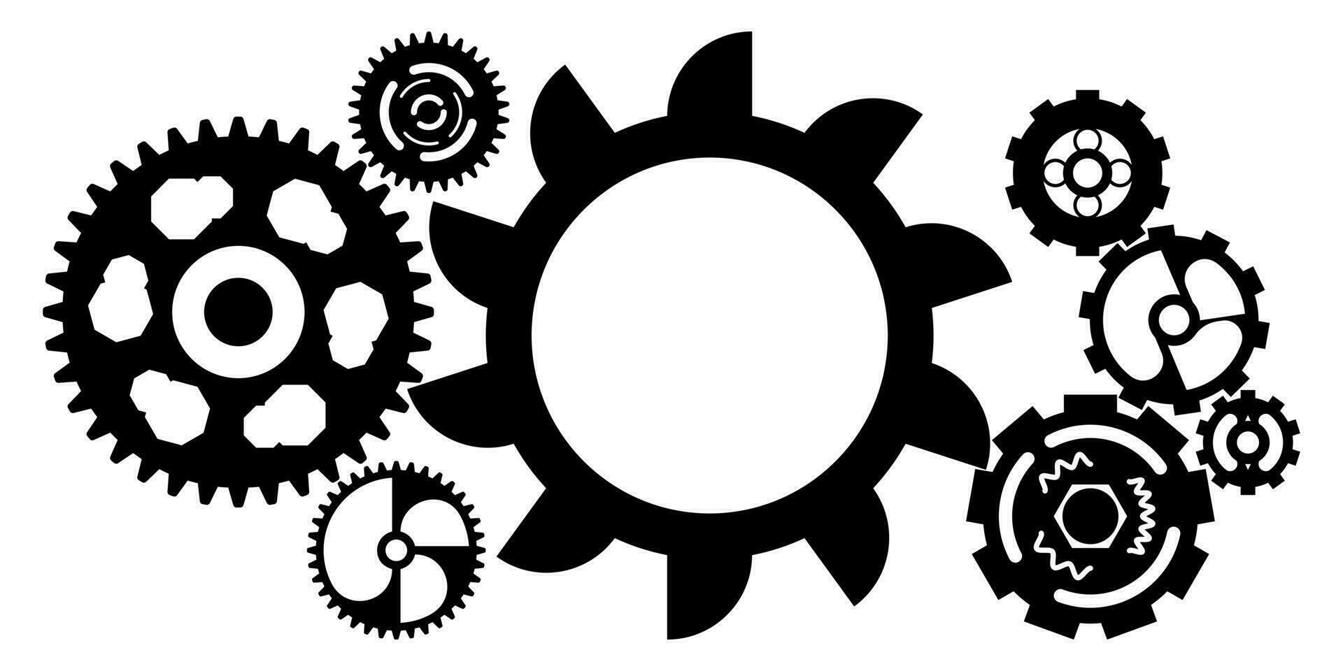 Modern gears set system isolated on white background with different