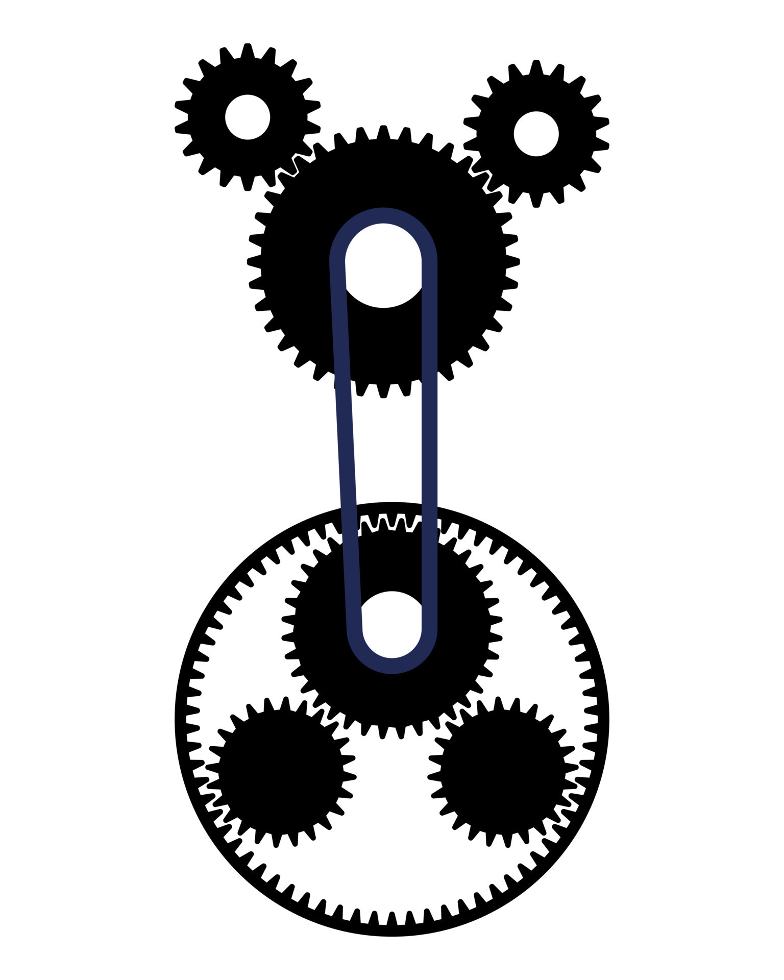 Cute gear system with modern style isolated on white background with