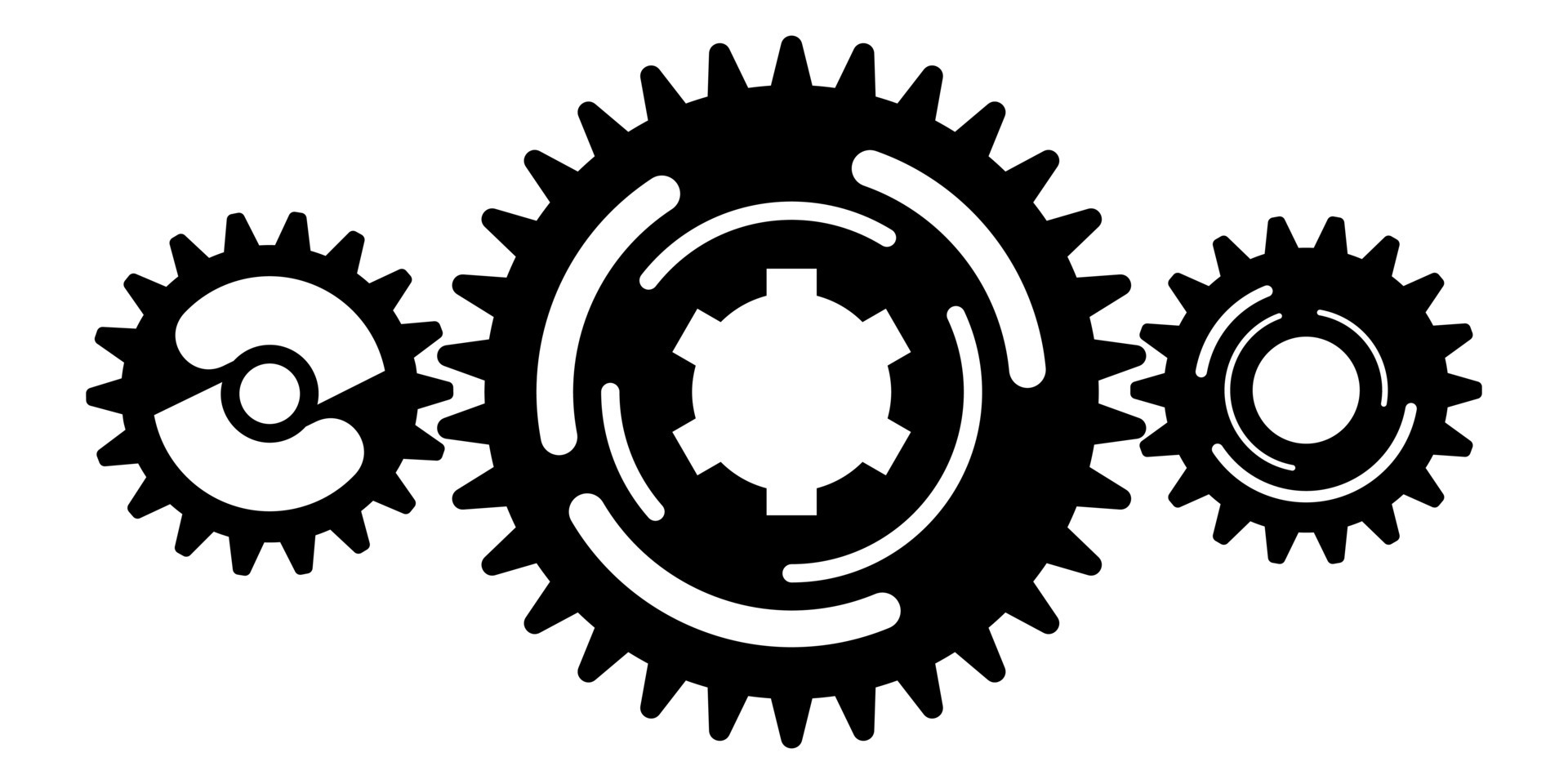 Cute gear system with modern style isolated with different size and