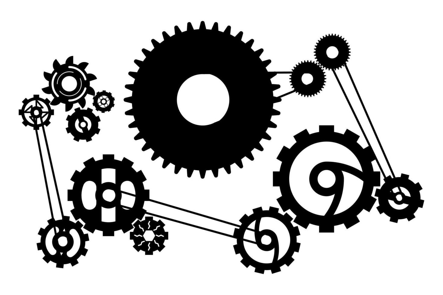 Cute gear system with modern style isolated with different size and