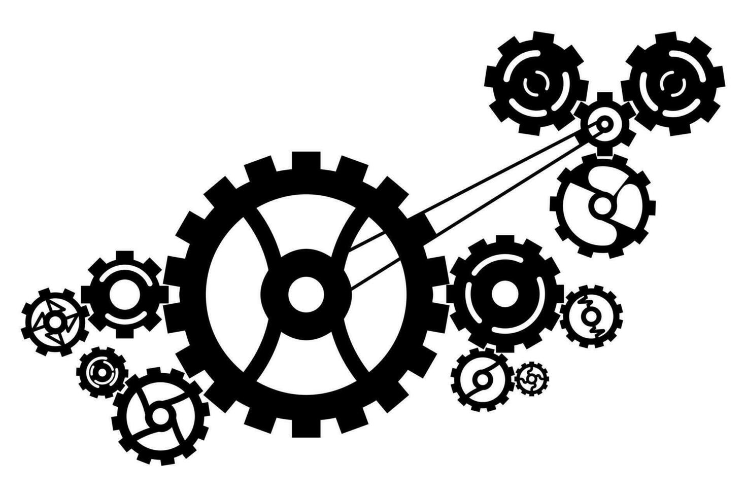 Gear system with modern style isolated with different size and shape design like industry system vector