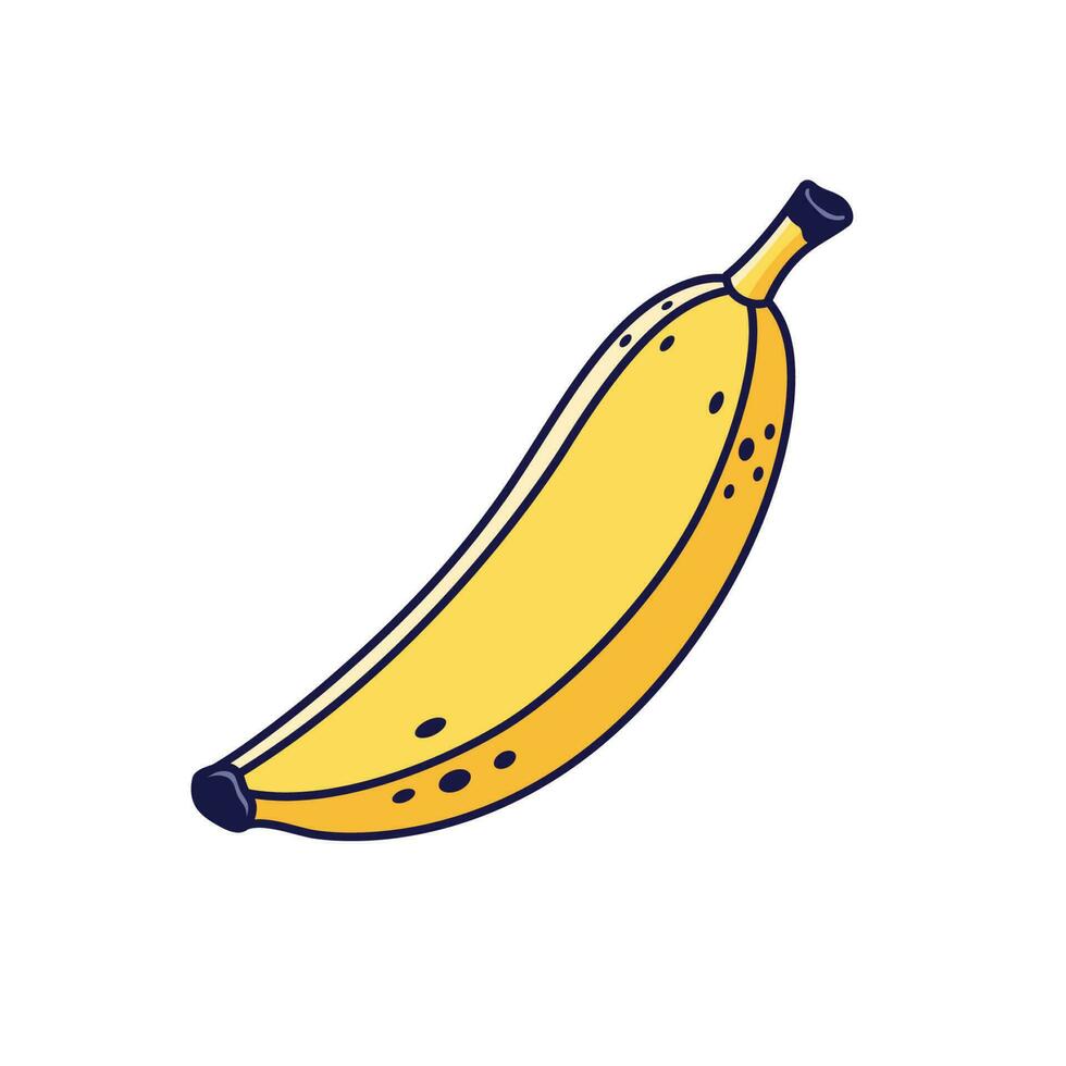 linda plátano ilustración. vector mano dibujado dibujos animados icono ilustración. plátano en garabatear estilo. aislado en blanco antecedentes.