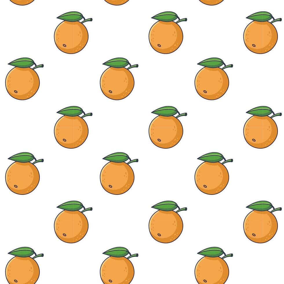 Cute Orange seamless pattern in doodle style. Vector hand drawn cartoon Orange illustration. Hand drawn Sketch of Orange. Pattern for kids clothes.