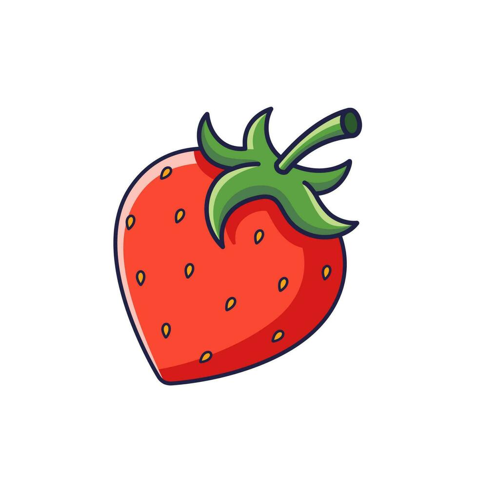 Cute Strawberry character. Vector hand drawn cartoon icon illustration. Strawberry in doodle style. Isolated on white background.