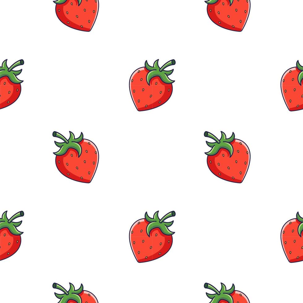 Cute red Strawberry seamless pattern in doodle style.. Vector hand drawn cartoon Strawberry illustration. Hand drawn Sketch of Strawberry. Pattern for kids clothes.