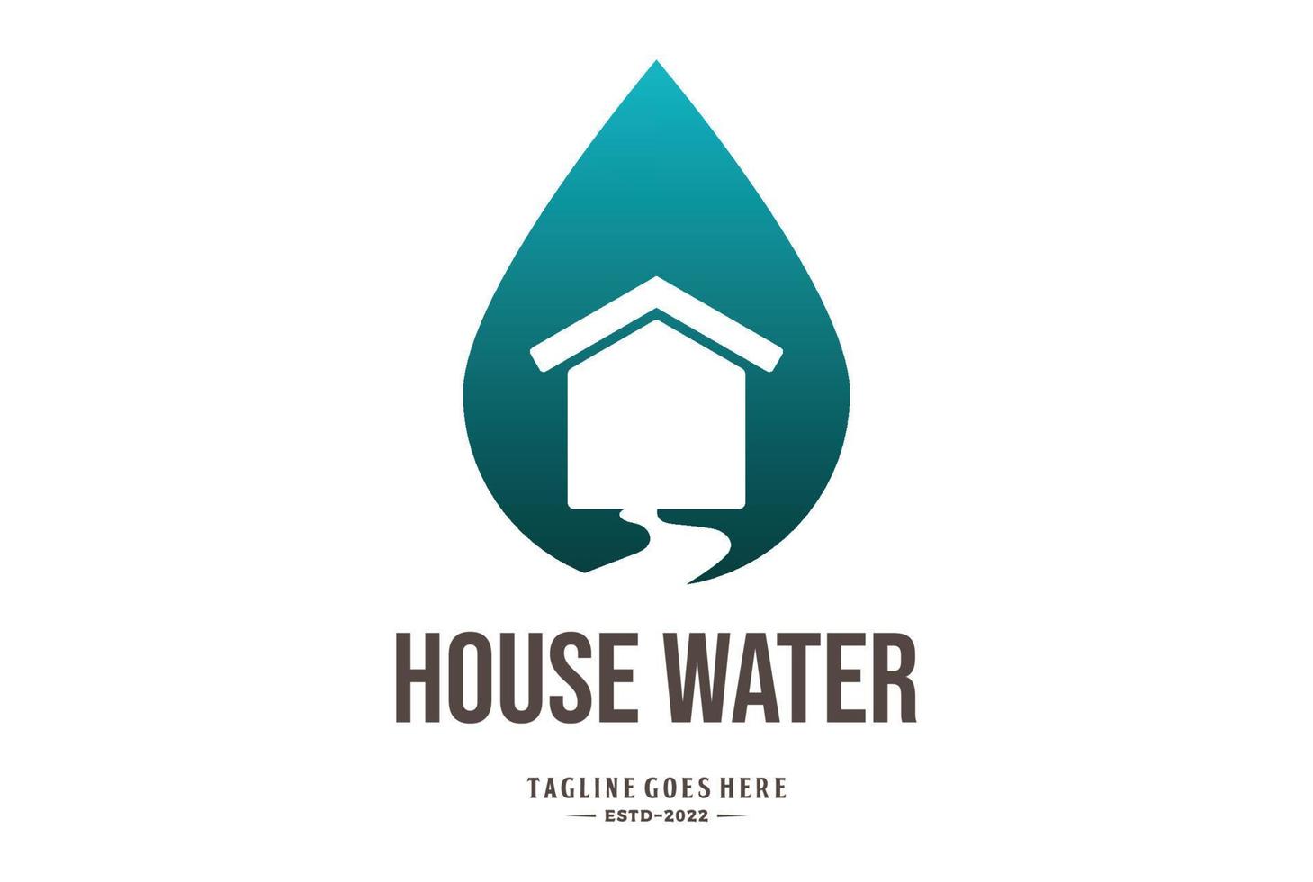 Simple Water Drop House River Creek Spring Logo Design vector