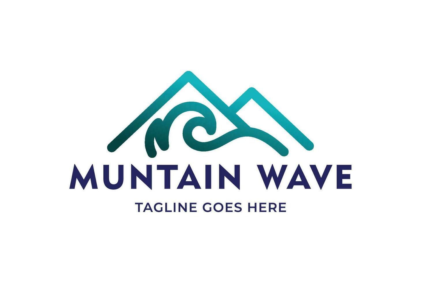 Simple Minimalist Geometric Mountain Wave Logo Design vector