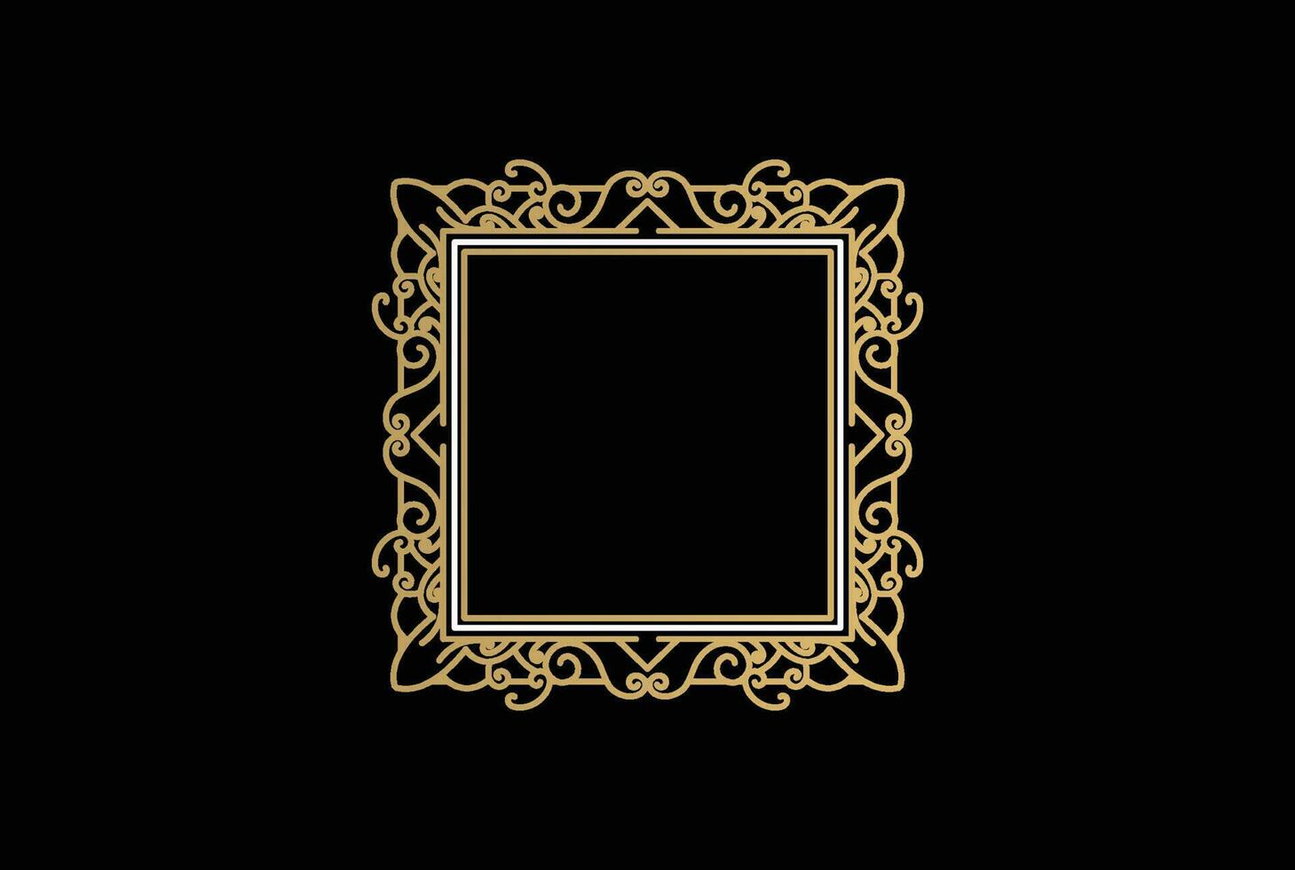 Golden Square Frame Logo Design vector
