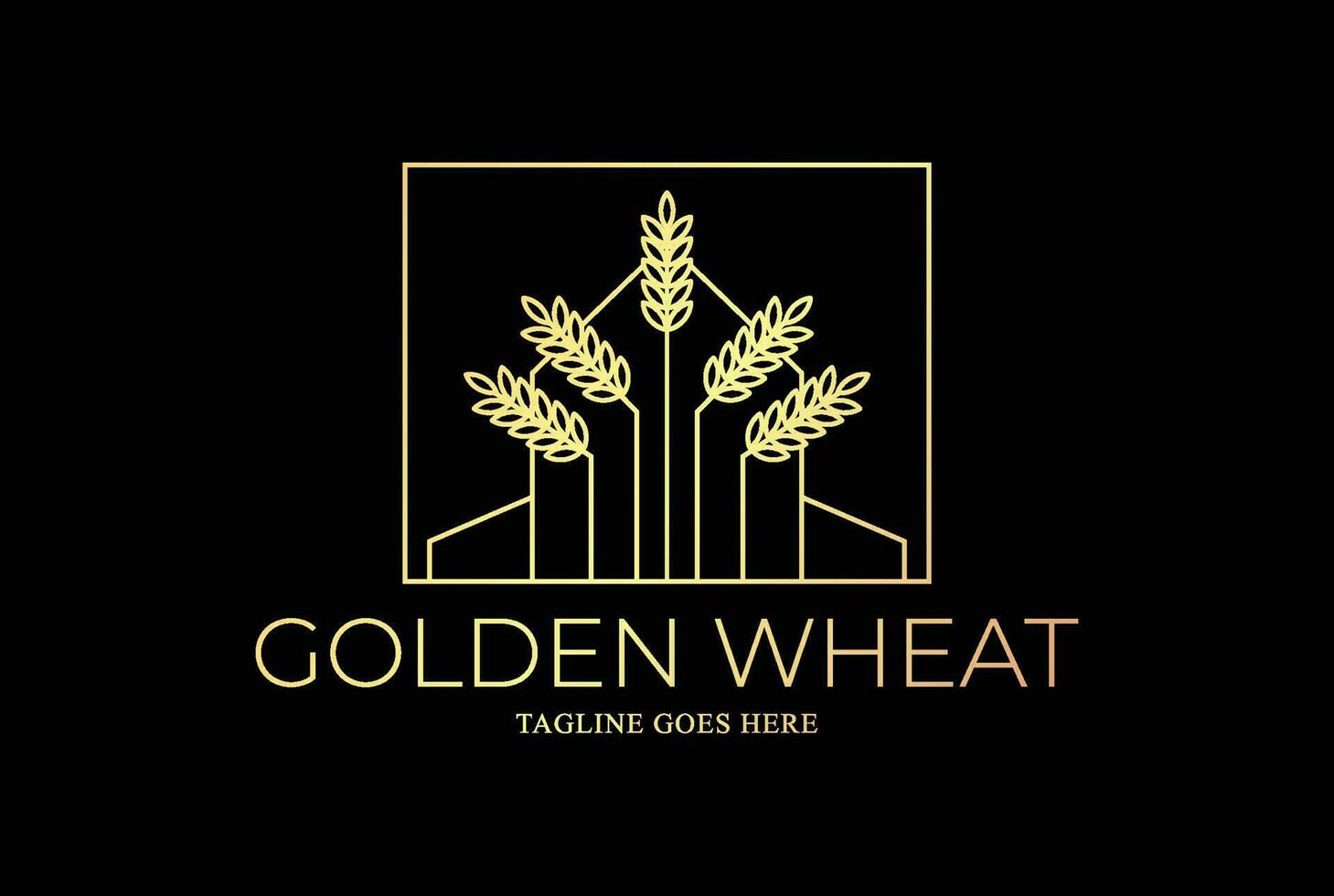 Geometric Wheat Rice Oat Barn for Farm and Bakery or Beer Logo vector