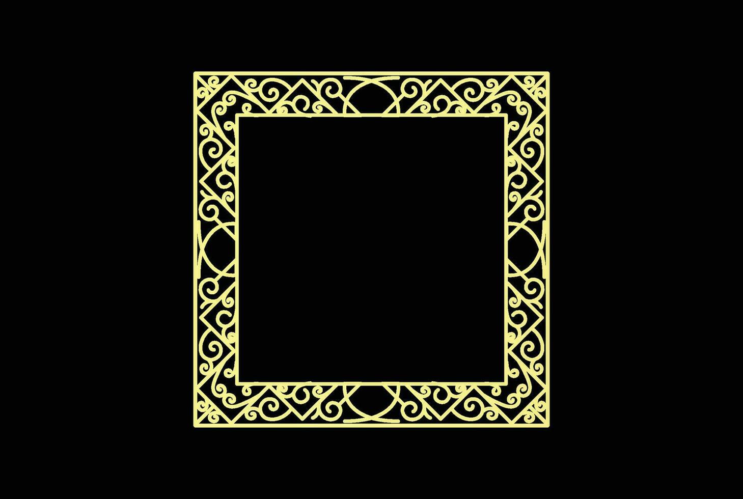 Golden Square Ornament Frame Logo Icon Illustration Vector