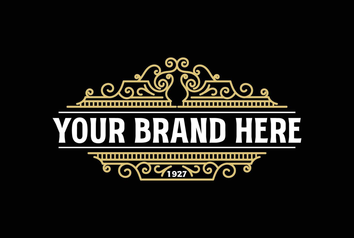 Template of Vintage Border Frame Royal Crown Badge Emblem Stamp Label Logo Design Vector
