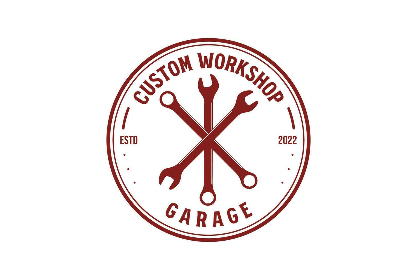 Vintage Retro Crossed Wrench Badge Emblem for Custom Garage Workshop Service Logo vector